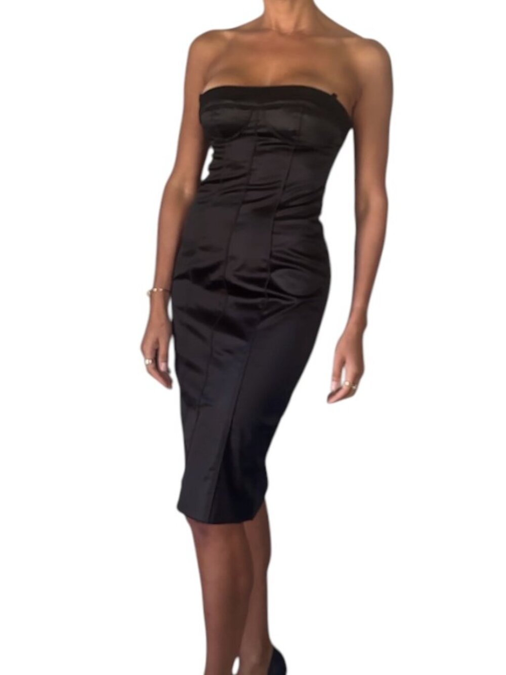 D&G Dolce & Gabbana Black Satin Bustier Dress